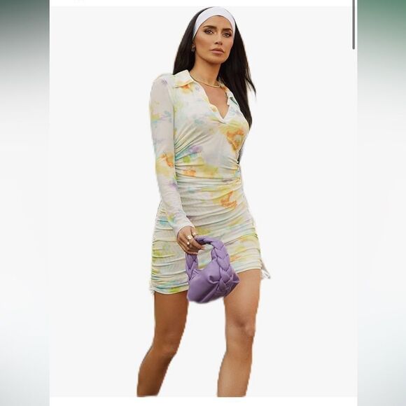 Bar III Dresses & Skirts - Bar III x Nicole Williams English printed drawstring dress size XS